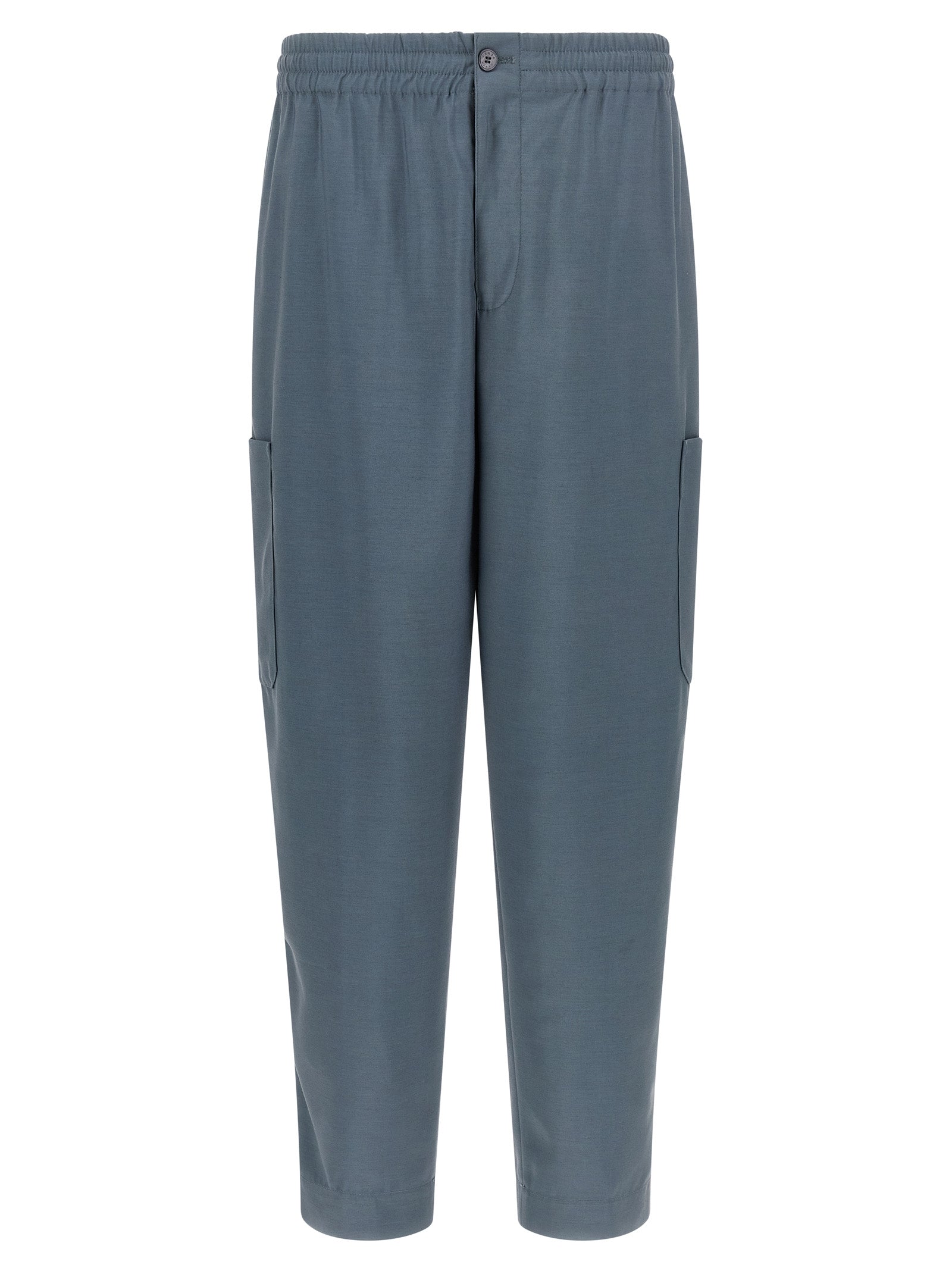 Joggers by Kenzo for men in wool gray, slate-gray & signature features an sartorial and long with a cut for a sartorial finish.
