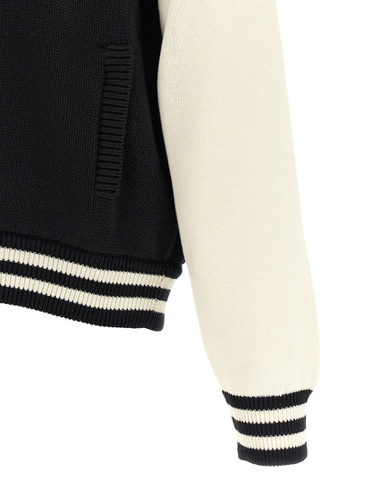 Cardigan by Kenzo for men in cotton bicolour, black, cream, silver, white & striped features an impeccable silhouette, showcasing a sophisticated and detail for a truly impeccable finish.
