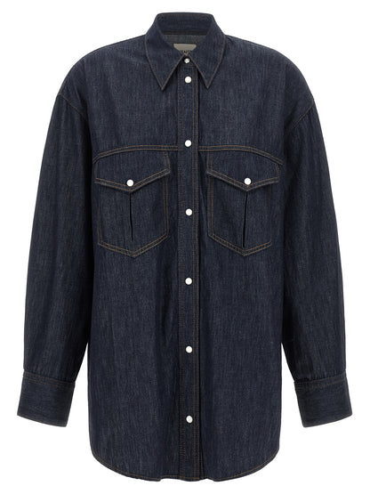 Blouse by Khaite for women in denim cotton blue & indigo features an polished silhouette, showcasing a sophisticated and detail for a truly polished finish.