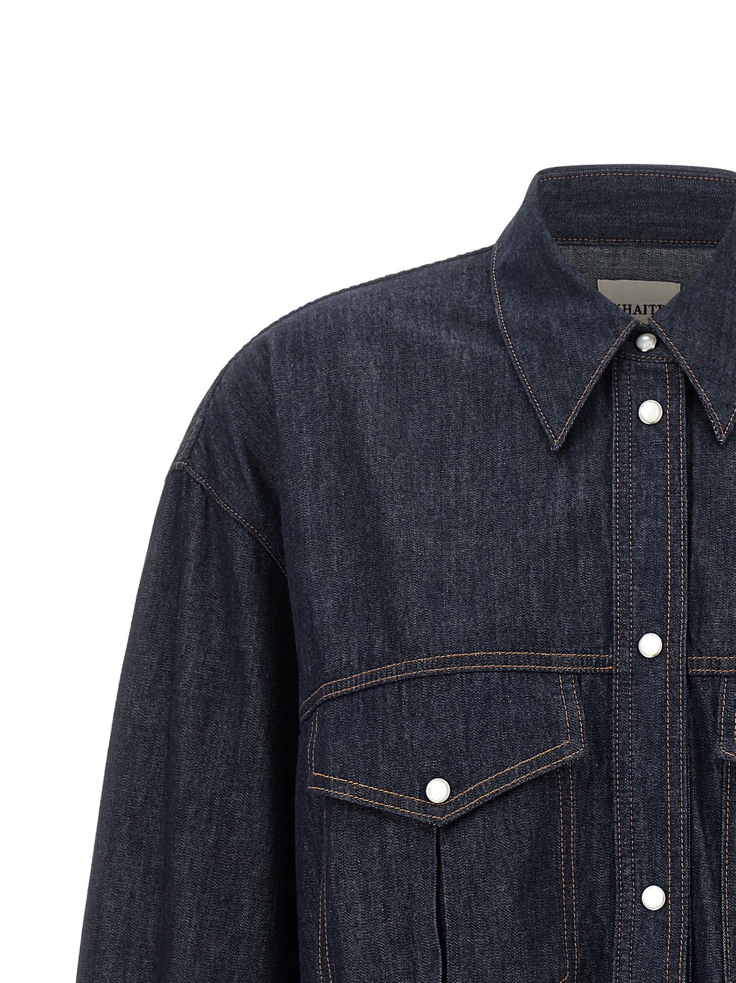 Blouse by Khaite for women in denim cotton blue & indigo presents a discerning silhouette, showcasing a sophisticated and for a truly discerning finish.