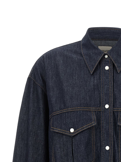 Blouse by Khaite for women in denim cotton blue & indigo presents a discerning silhouette, showcasing a sophisticated and for a truly discerning finish.
