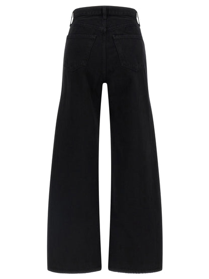 Jeans by Agolde for women in cotton denim black, copper & silver features an sartorial relaxed-fit and long with a mid rise cut for a sartorial finish.