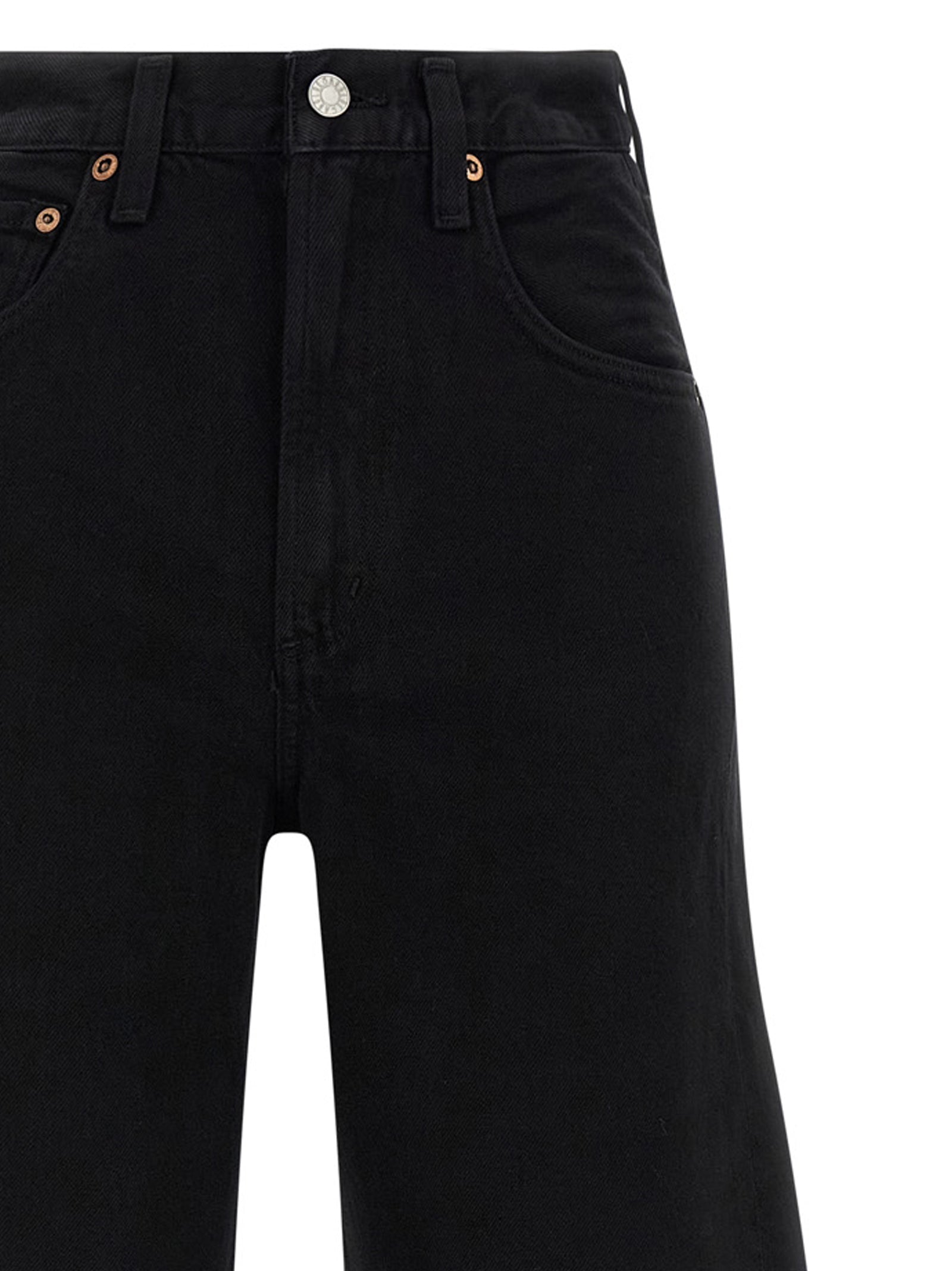 Jeans by Agolde for women in cotton denim black, copper & silver features an sophisticated mid rise and relaxed-fit with a precise long, creating a sophisticated and sophisticated silhouette.