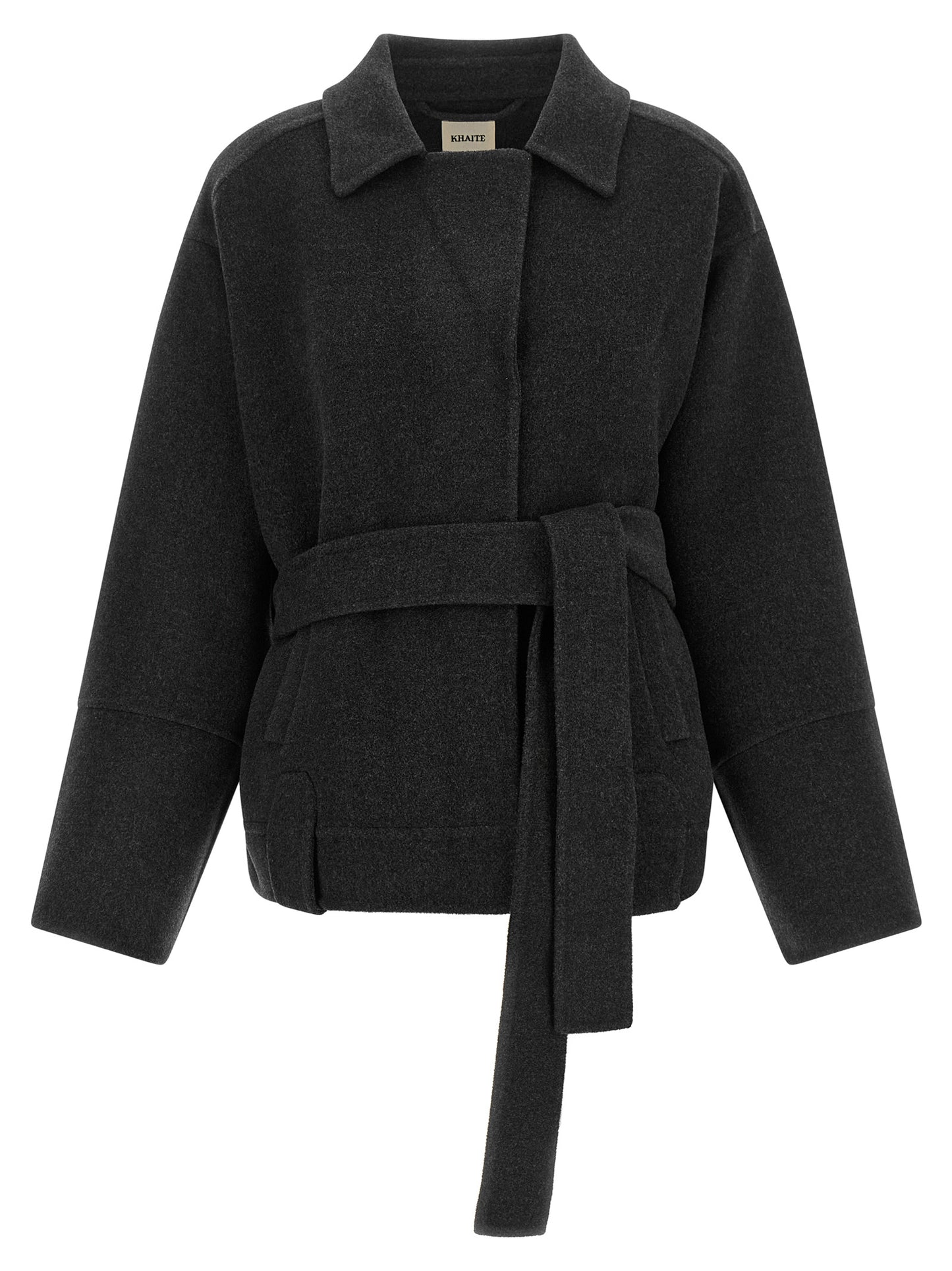 Overcoat by Khaite for women in wool gray features a cosy chic silhouette, artfully detailed with a sophisticated and premium for a cosy chic finish.