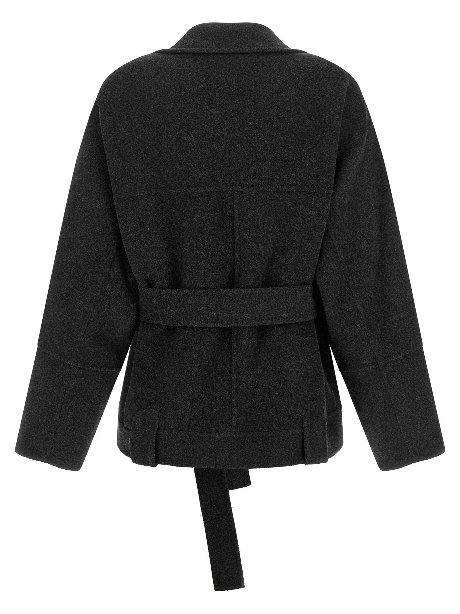 Overcoat by Khaite for women in wool gray showcases a architectural silhouette, artfully detailed with a distinctive and functional for a architectural finish.