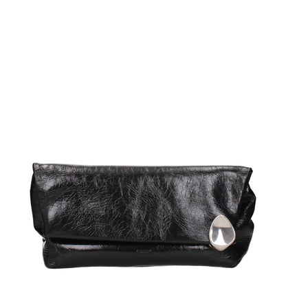 Clutch Handbag by Jil Sander for women in leather black showcases a sculptural silhouette, featuring a secure , ample , and versatile for a sculptural finish.
