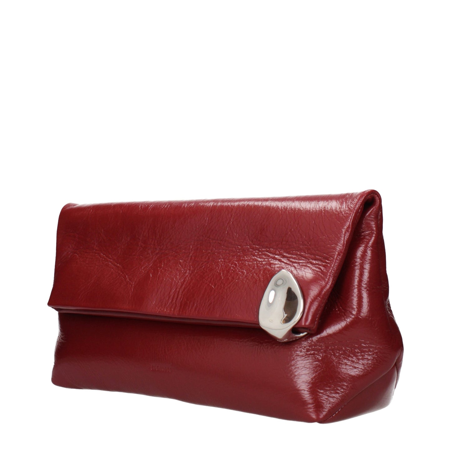 Clutch Handbag by Jil Sander for women in leather red features a sculptural silhouette with a secure , organized , and versatile for a sculptural finish.