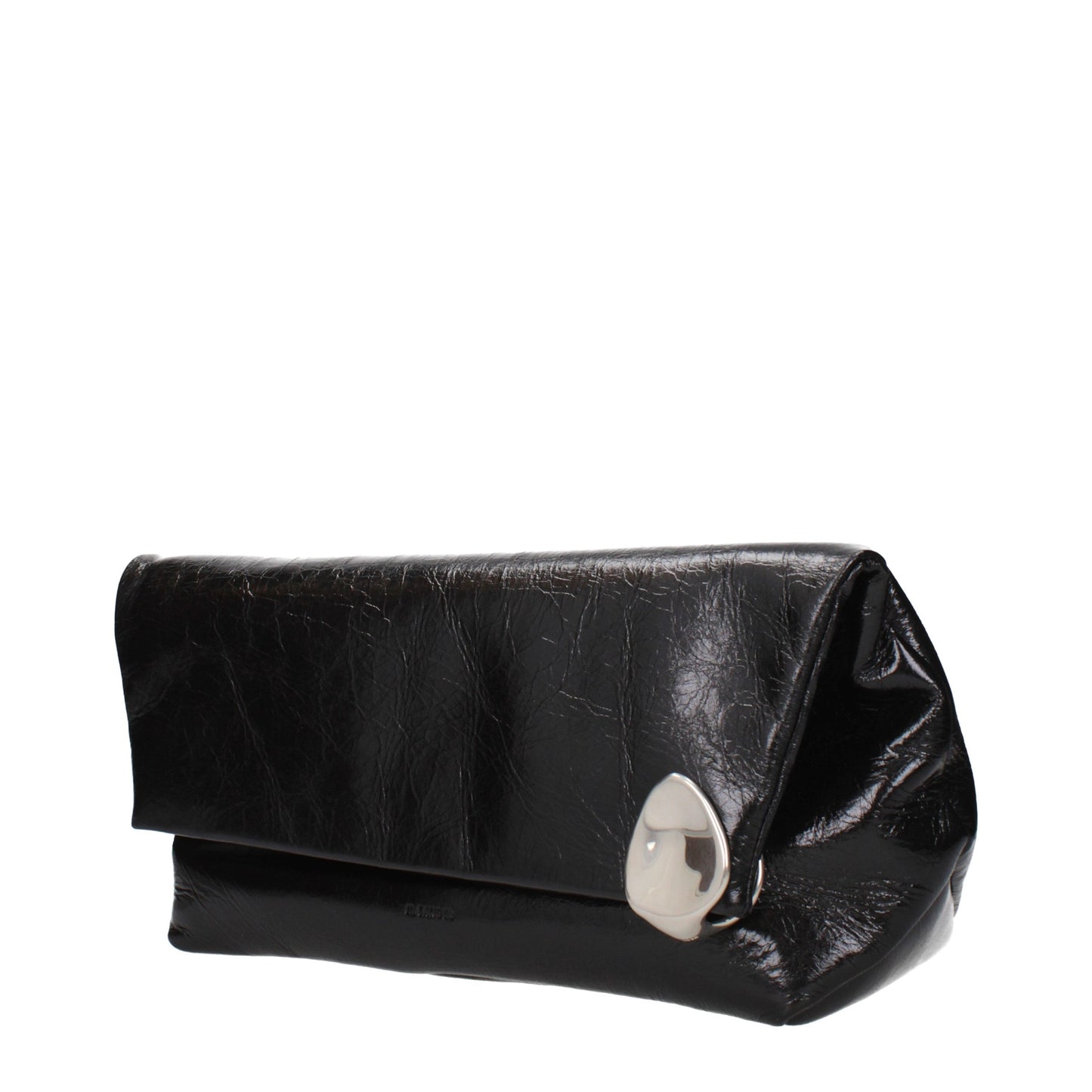 Clutch Handbag by Jil Sander for women in leather black features an sculptural silhouette, showcasing a secure and sculptural with versatile for a sophisticated look.