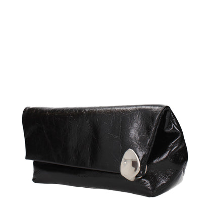 Clutch Handbag by Jil Sander for women in leather black features an sculptural silhouette, showcasing a secure and sculptural with versatile for a sophisticated look.