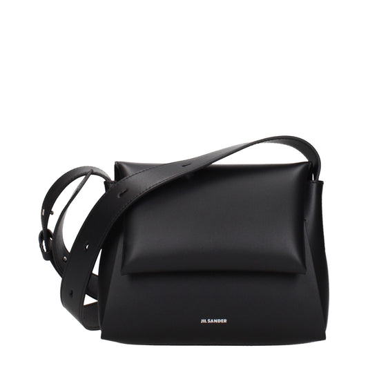 Crossbody Handbag by Jil Sander for women in leather black features a transformative elegance silhouette, showcasing a secure , organized , and versatile crossbody-strap & adjustable-strap for a transformative elegance look.