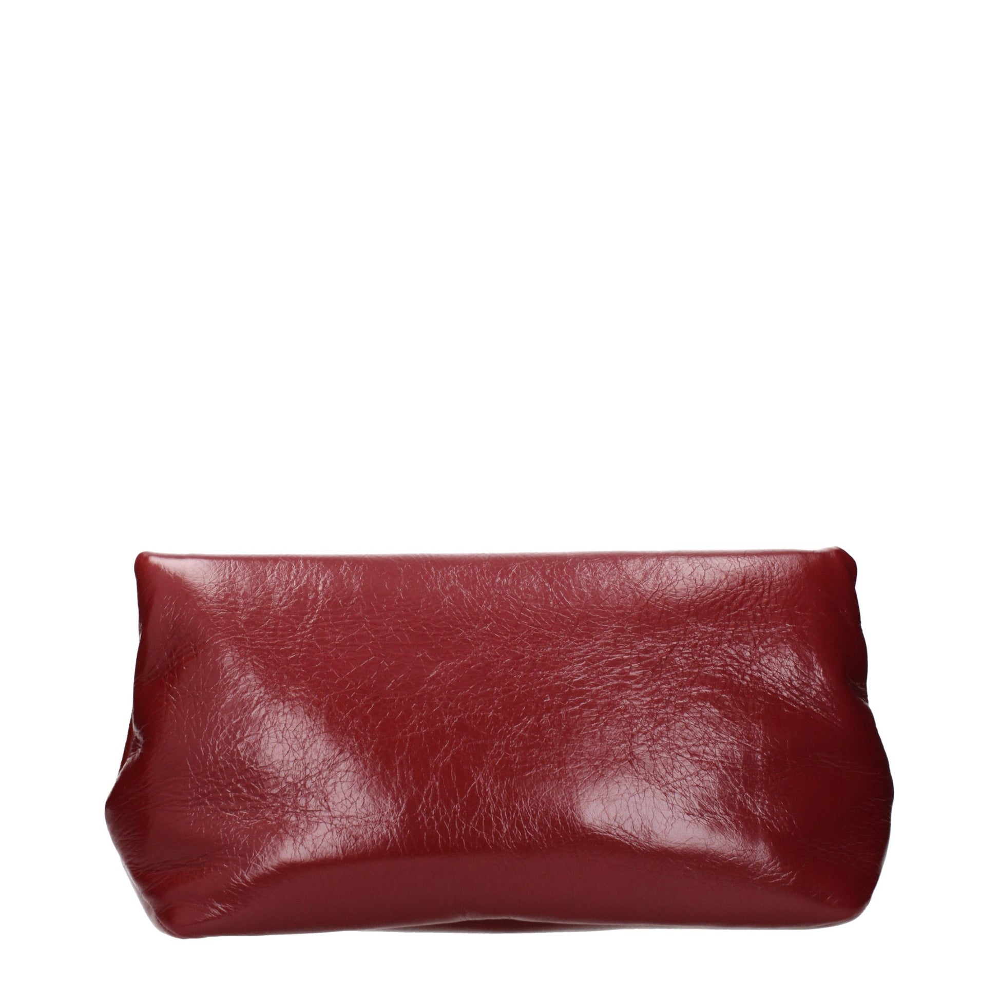 Clutch Handbag by Jil Sander for women in leather red features a sculptural silhouette with a secure , ample , and versatile for a sculptural finish.