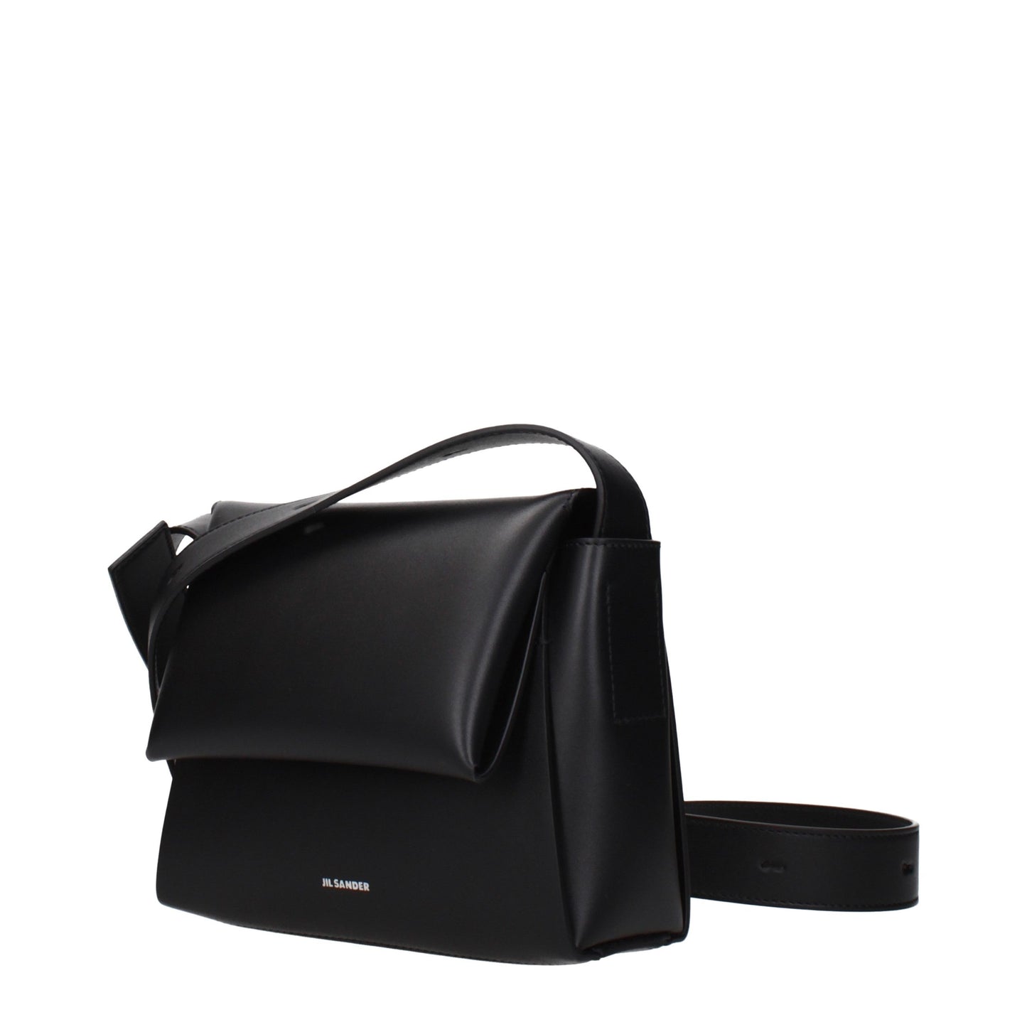 Crossbody Handbag by Jil Sander for women in leather black features a transformative sophistication silhouette, showcasing a secure , ample , and versatile crossbody-strap & adjustable-strap for a transformative sophistication look.