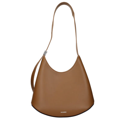 Shoulder Bag by Jil Sander for women in leather brown features an effortlessly chic silhouette with a secure , ample , and versatile shoulder-strap, adjustable-strap & handle for effortlessly chic everyday luxury.