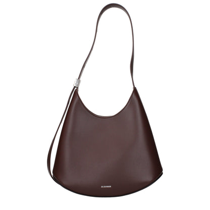 Shoulder Bag by Jil Sander for women in leather red showcases a statuesque silhouette, artfully detailed with a secure , organized , and versatile shoulder-strap, adjustable-strap & handle for a statuesque look.