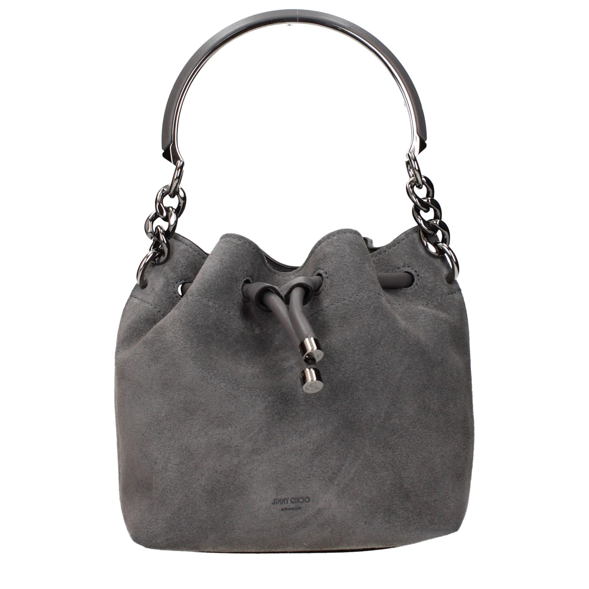 Handbag by Jimmy Choo for women in suede leather gray presents a ornamental silhouette, showcasing a secure , ample , and versatile adjustable-strap for a ornamental finish.