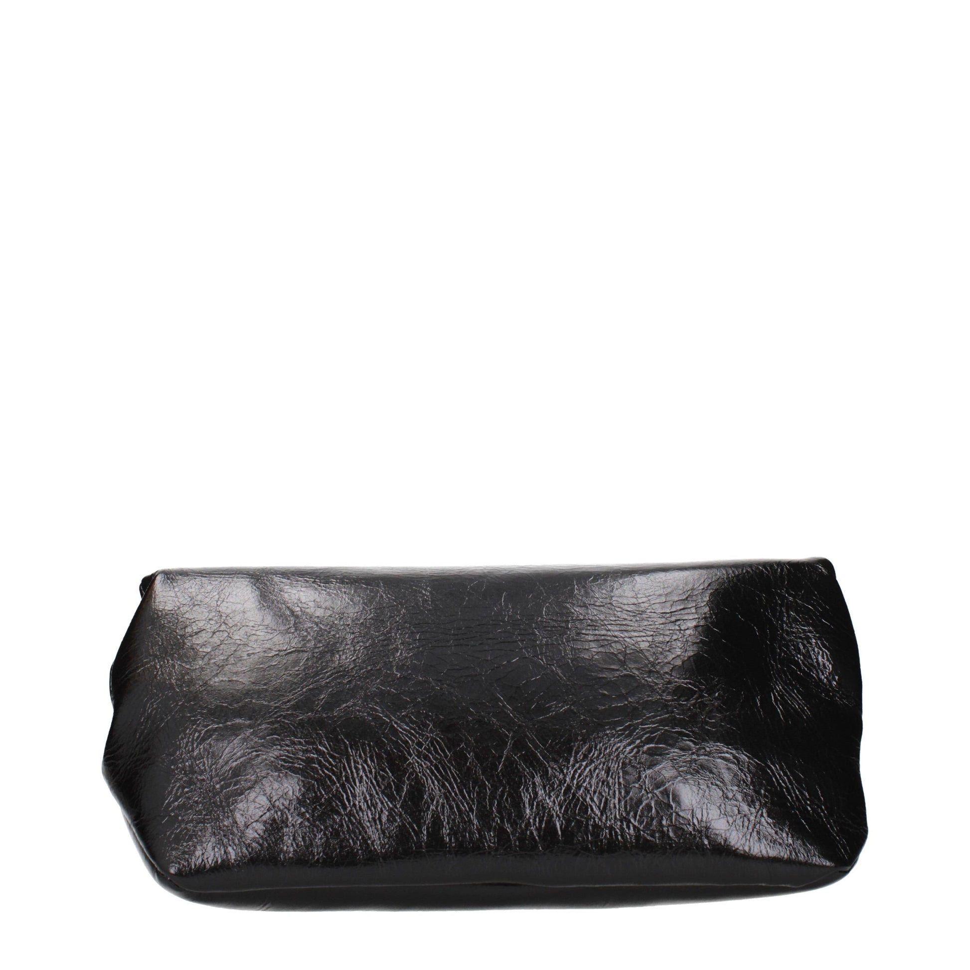 Clutch Handbag by Jil Sander for women in leather black showcases a sculptural silhouette, featuring a secure , ample , and versatile for a sculptural aesthetic.