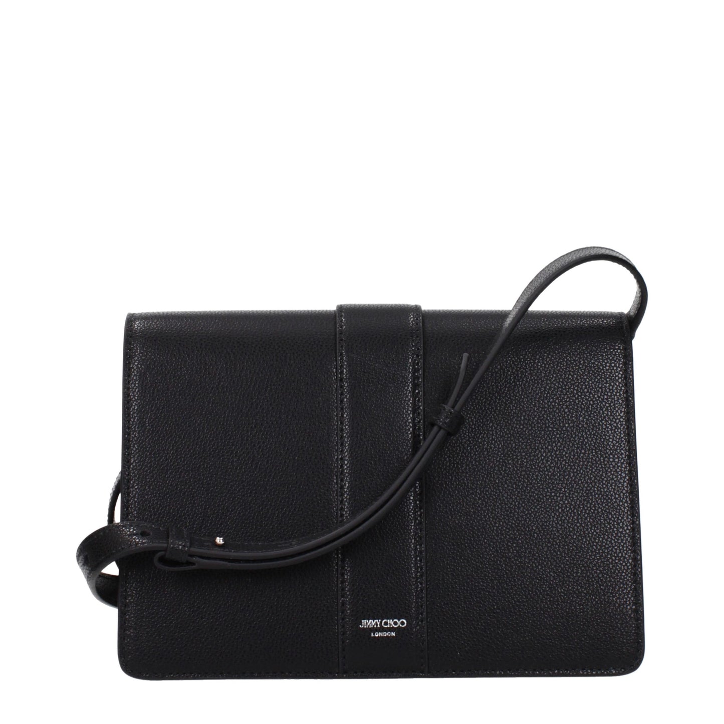 Crossbody Handbag by Jimmy Choo for women in leather black features a multifaceted silhouette, showcasing a secure and multifaceted with versatile crossbody-strap & adjustable-strap for multifaceted style.