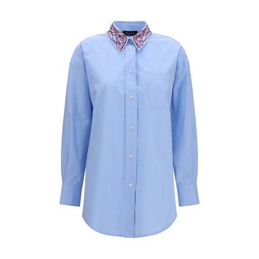 Dress Shirt by Fabiana Filippi for women in cotton blue features an architectural silhouette with a refined and elegant for a architectural look.