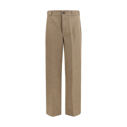 Casual Pants by Prada for men in polyamide cotton canvas brown & signature presents a tailored silhouette, showcasing a tailored regular-fit, wide & oversized and long cut with a refined for a truly tailored aesthetic.