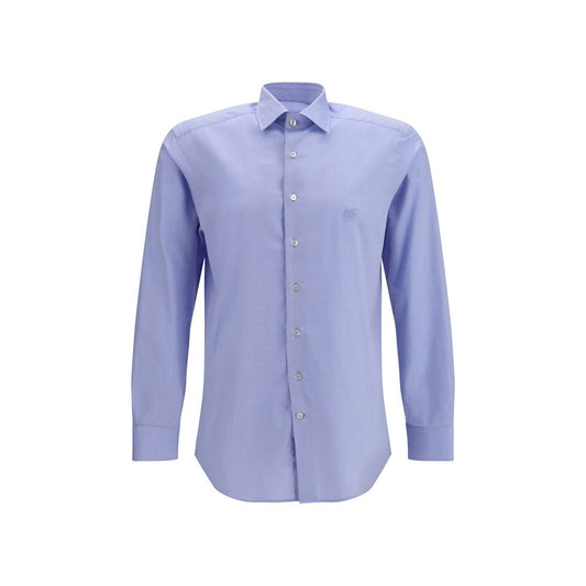 Dress Shirt by Etro for men in cotton blue & signature showcases a sharp silhouette, elegantly detailed with a sharp and sharp long-sleeve.