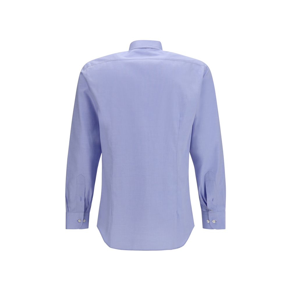 Dress Shirt by Etro for men in cotton blue & signature features an architectural silhouette with a refined and elegant for a architectural look.