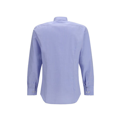 Dress Shirt by Etro for men in cotton blue & signature features an architectural silhouette with a refined and elegant for a architectural look.