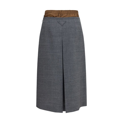 Prada Gray Wool Oves Aries Midi Skirt