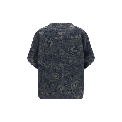 Giorgio Armani Women's Silk & Cotton Denim Trucker Jacket - Blue Natural Floral Jacquard