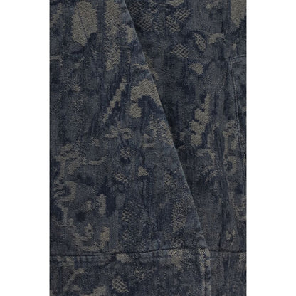 Giorgio Armani Women's Silk & Cotton Denim Trucker Jacket - Blue Natural Floral Jacquard
