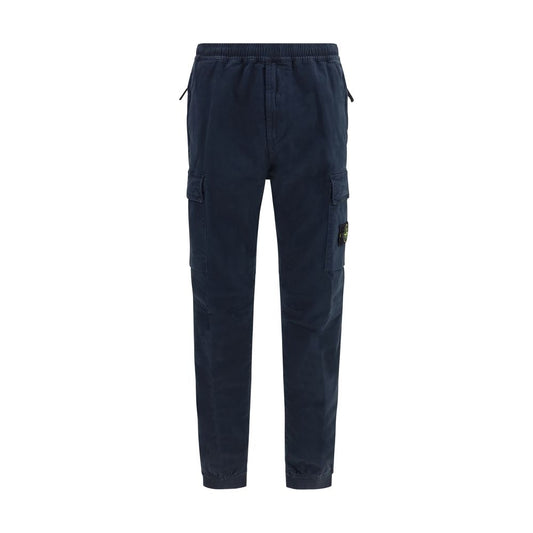 Cargo Pants by Stone Island for men in stretch cotton blue & signature features an urban chic straight & regular-fit with a and long, creating a urban chic aesthetic for "Moon Behind the Hill".