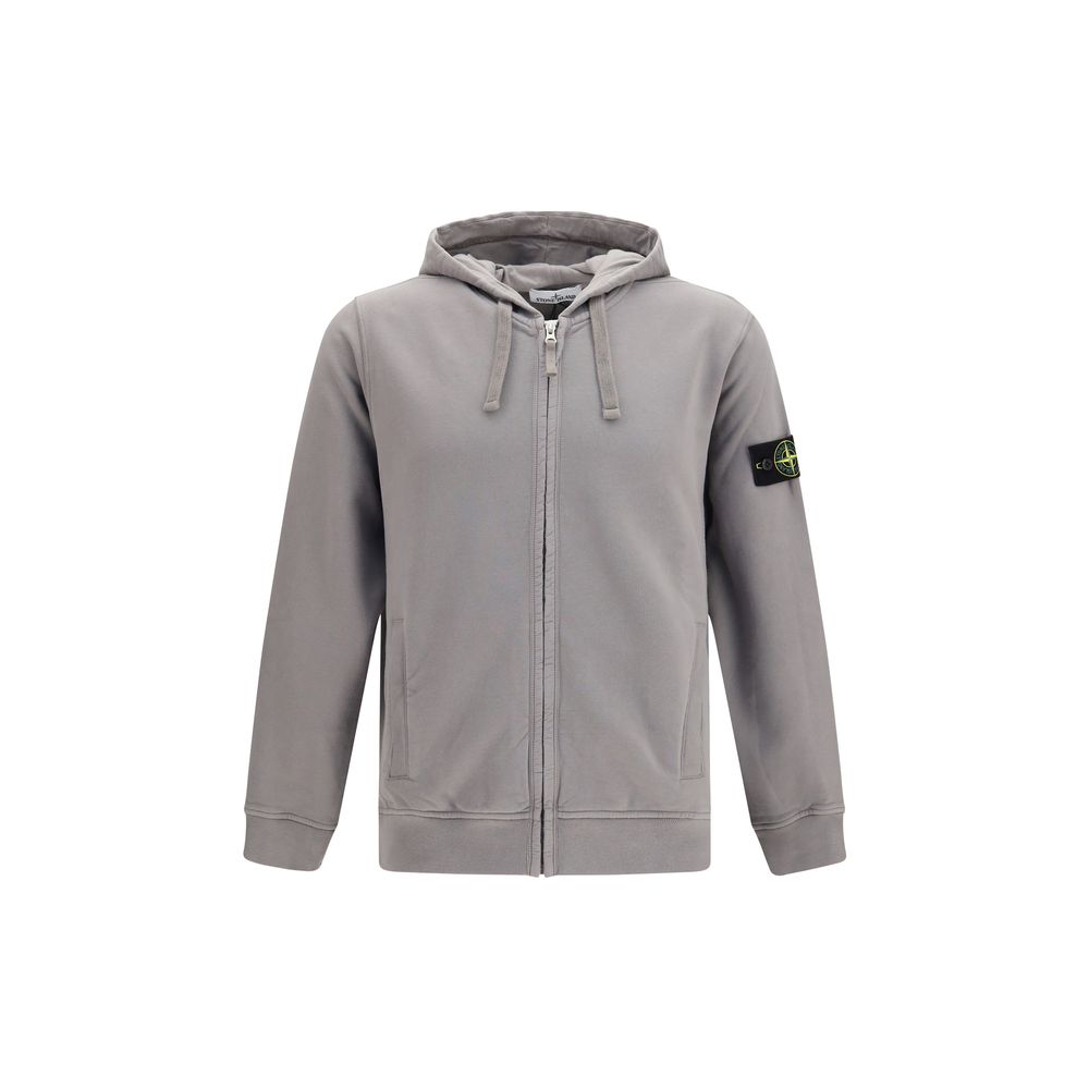 Stone Island Men's Regular Fit Cotton Sweatshirt Hoodie - Gray