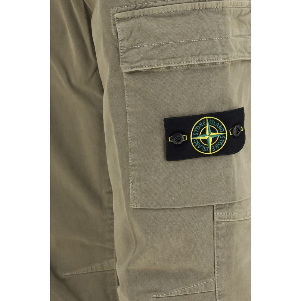Cargo Pants by Stone Island for men in stretch cotton bicolour & signature features a sartorial silhouette, showcasing a sophisticated straight & regular-fit with a refined long and elegant .