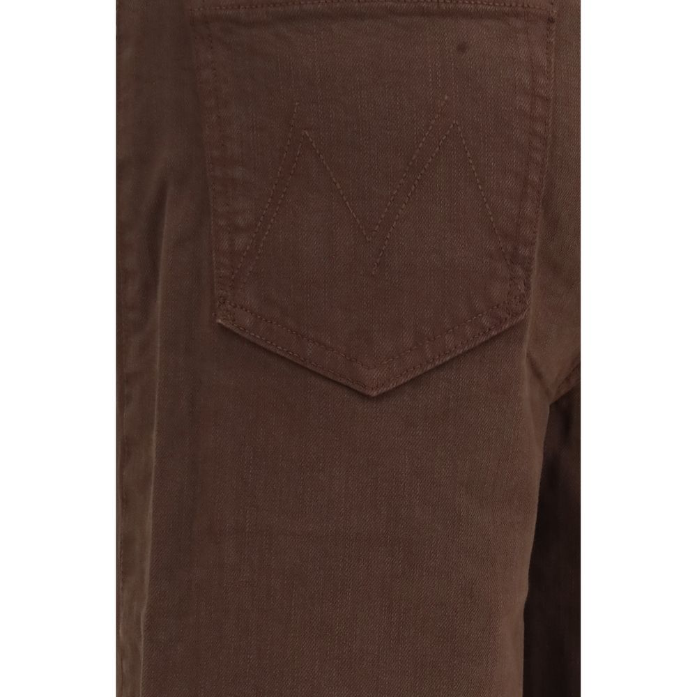 Jeans by Mother Denim for women in denim cotton brown features an sartorial regular-fit & wide and long with a high rise cut for a sartorial finish.