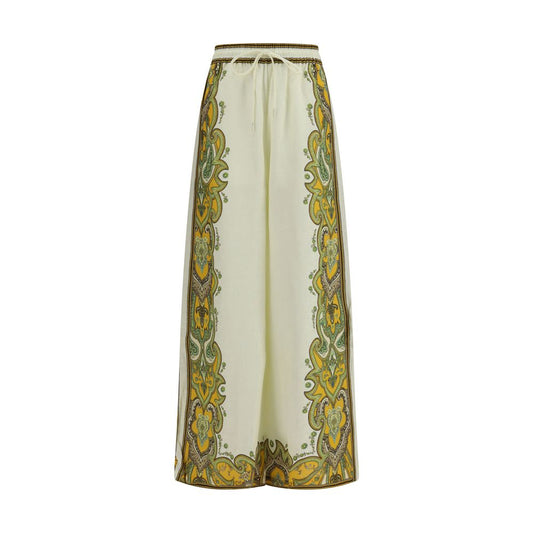 Casual Pants by Alemais for women in linen beige, paisley & print features an refined tailoring silhouette, showcasing a premium relaxed-fit, regular-fit & wide with a and long cut for a refined tailoring look.