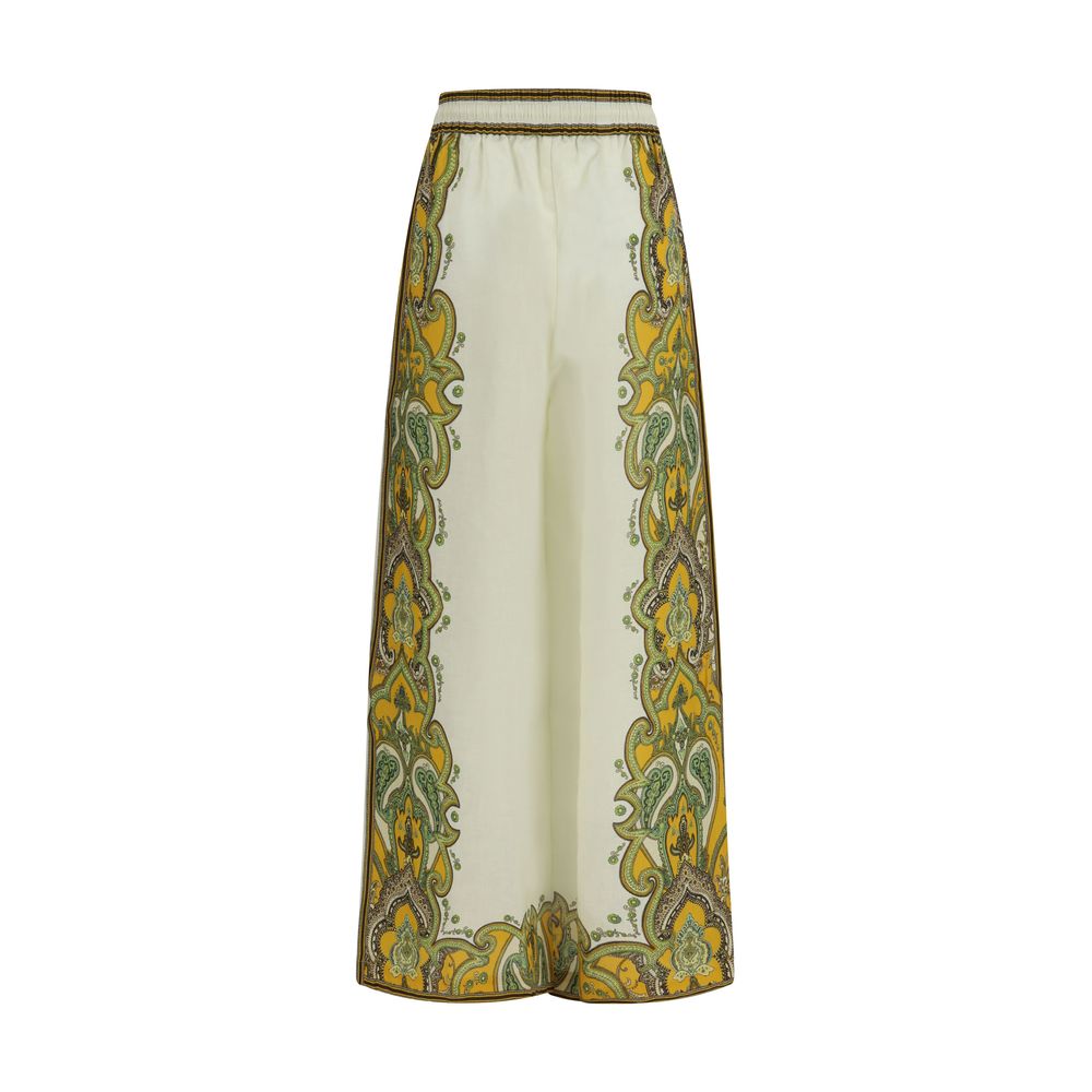 Casual Pants by Alemais for women in linen beige, paisley & print presents a refined pantology silhouette, artfully defined by a refined pantology relaxed-fit, regular-fit & wide, long, and a sophisticated .