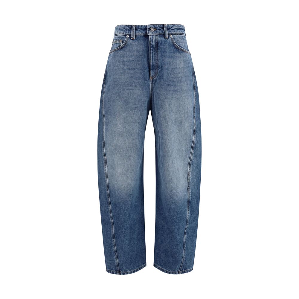 Jeans by Givenchy for women in cotton denim blue & signature features a refined silhouette with a refined relaxed-fit & oversized, defined by a and a refined long for a refined finish.