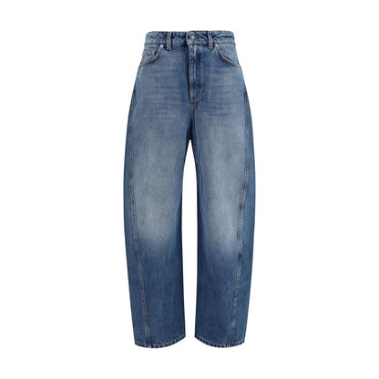 Jeans by Givenchy for women in cotton denim blue & signature features a refined silhouette with a refined relaxed-fit & oversized, defined by a and a refined long for a refined finish.