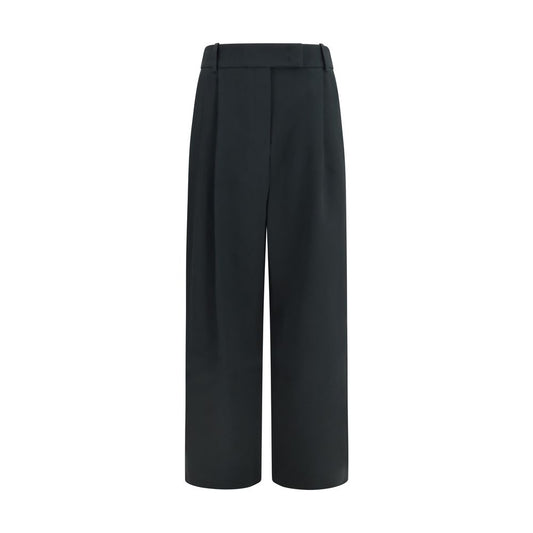 Casual Pants by Giorgio Armani for women in silk black features an refined tailoring silhouette, showcasing a premium straight, wide & oversized with a high rise and long cut for a refined tailoring look.