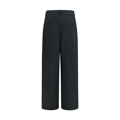 Casual Pants by Giorgio Armani for women in silk black features a polished silhouette with a polished straight, wide & oversized, reaching a polished long and finished with a polished high rise.