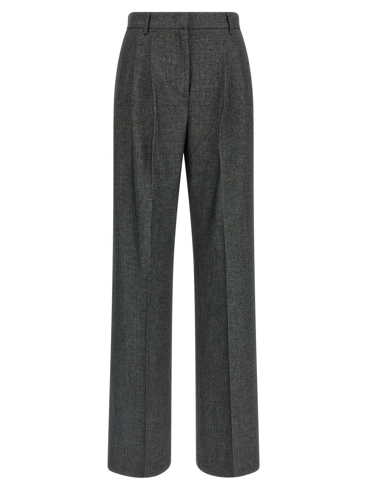 Trousers by The Andamane for women in stretch viscose polyester gray presents a smart silhouette, meticulously detailed with a smart wide, a smart long, and a smart high rise.