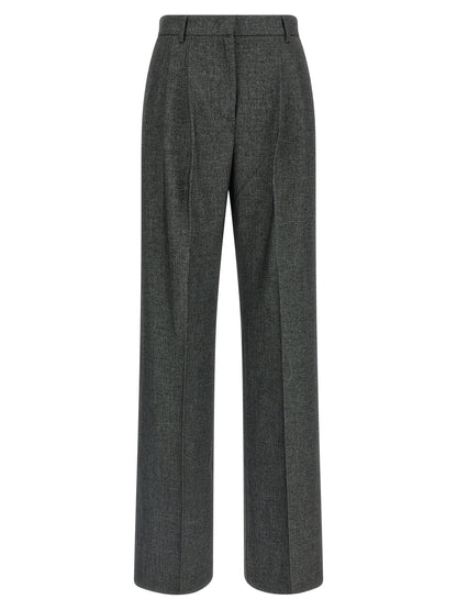 Trousers by The Andamane for women in stretch viscose polyester gray presents a smart silhouette, meticulously detailed with a smart wide, a smart long, and a smart high rise.