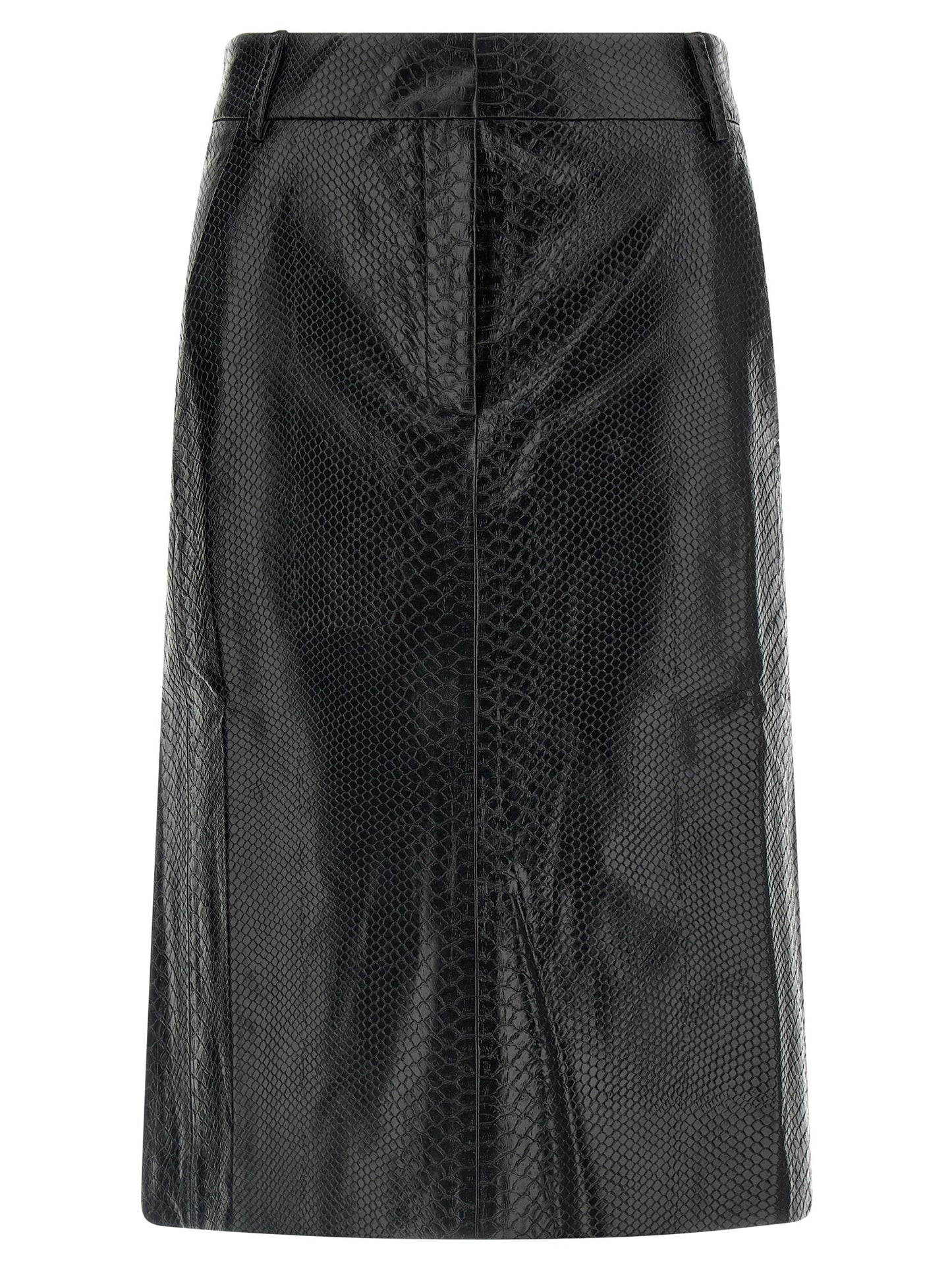 The Andamane Flow Women's Pencil Polyester Polyethylene Polyurethane Leather Skirt - Black