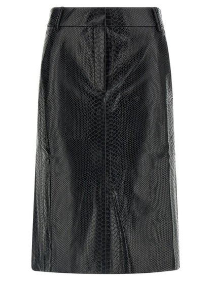 The Andamane Flow Women's Pencil Polyester Polyethylene Polyurethane Leather Skirt - Black