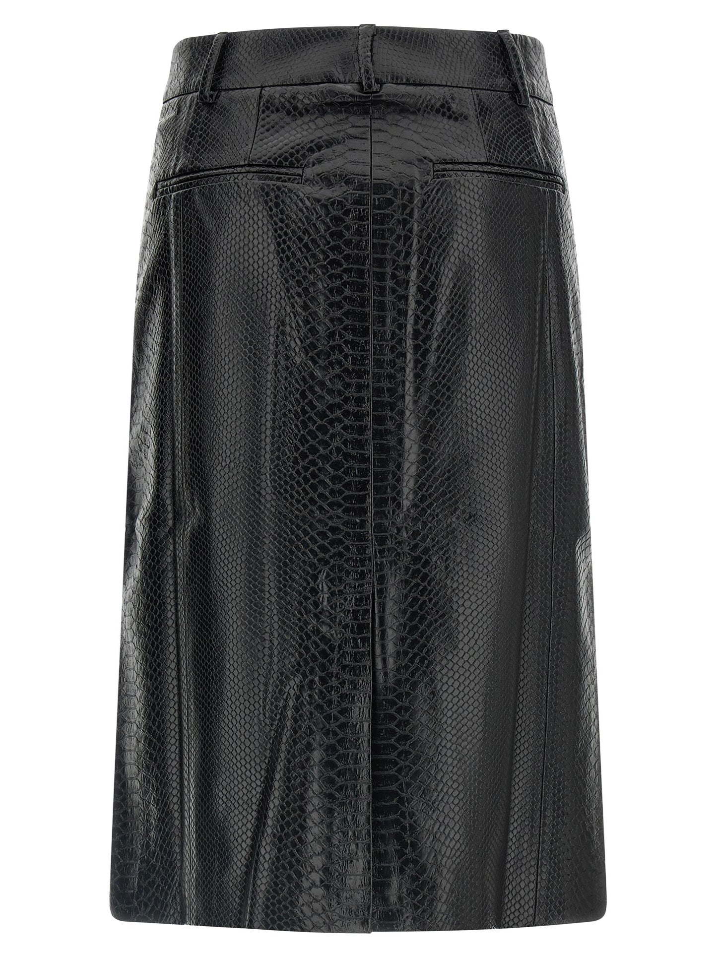 The Andamane Flow Women's Pencil Polyester Polyethylene Polyurethane Leather Skirt - Black