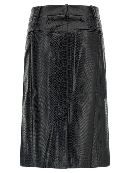 The Andamane Flow Women's Pencil Polyester Polyethylene Polyurethane Leather Skirt - Black