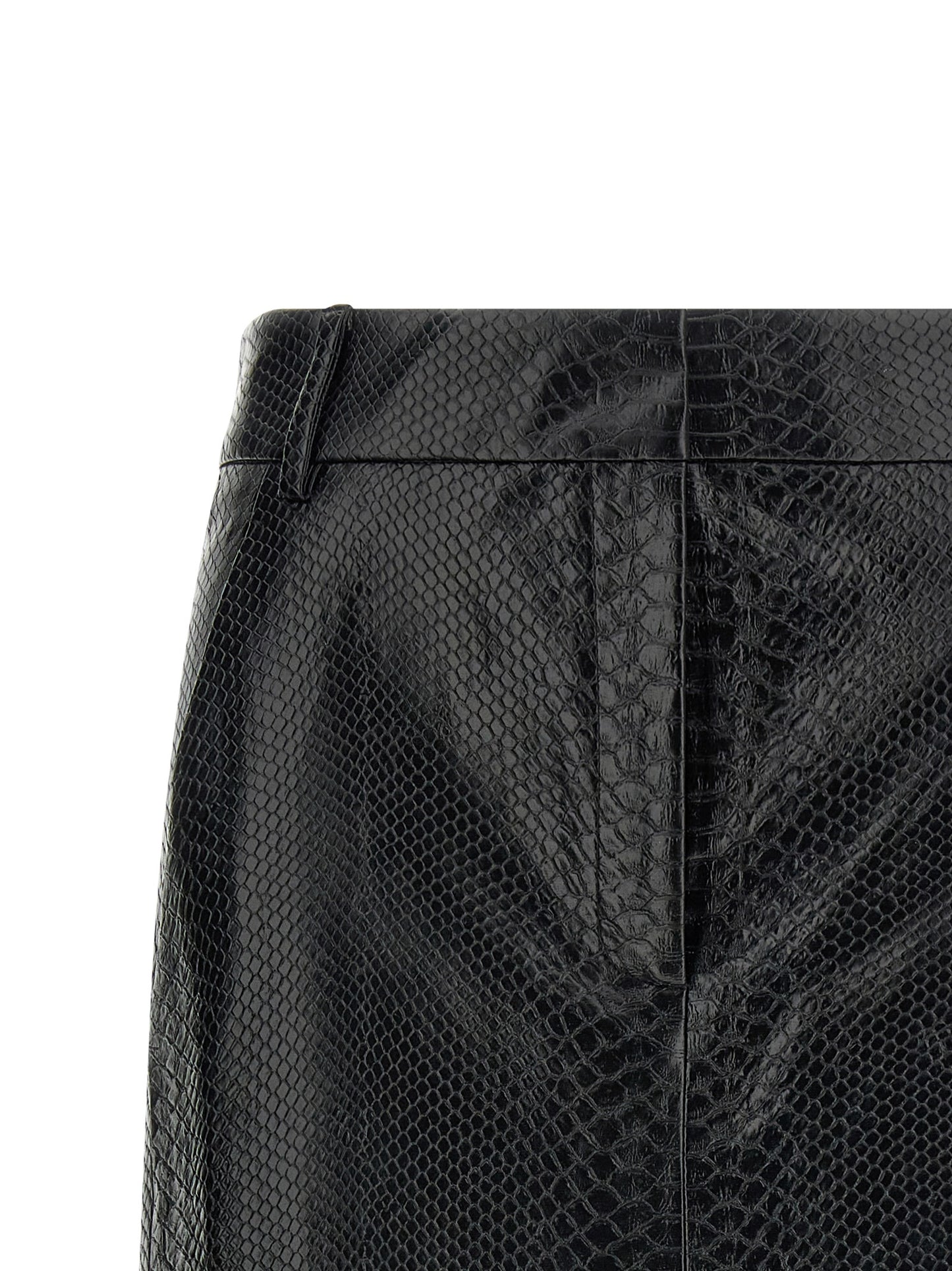 The Andamane Flow Women's Pencil Polyester Polyethylene Polyurethane Leather Skirt - Black