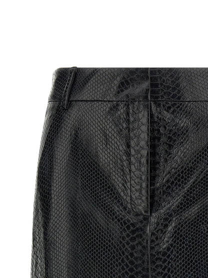 The Andamane Flow Women's Pencil Polyester Polyethylene Polyurethane Leather Skirt - Black