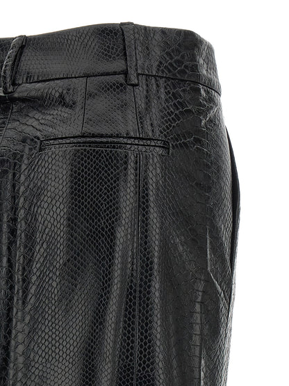The Andamane Flow Women's Pencil Polyester Polyethylene Polyurethane Leather Skirt - Black