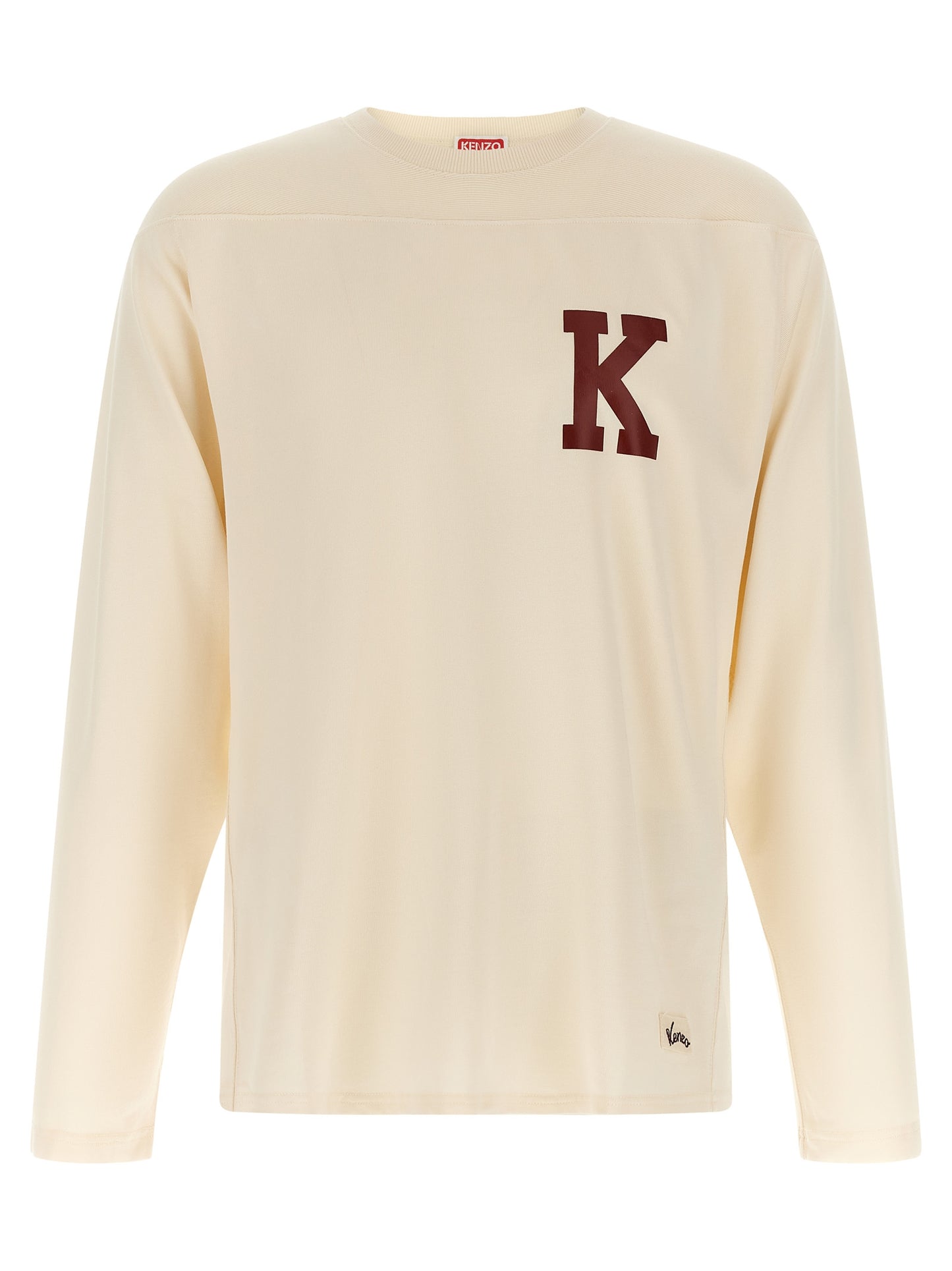 T-Shirt by Kenzo for men in viscose cotton beige, red & signature showcases a fashionable silhouette, elegantly detailed with a fashionable and for a sophisticated, high-fashion look.