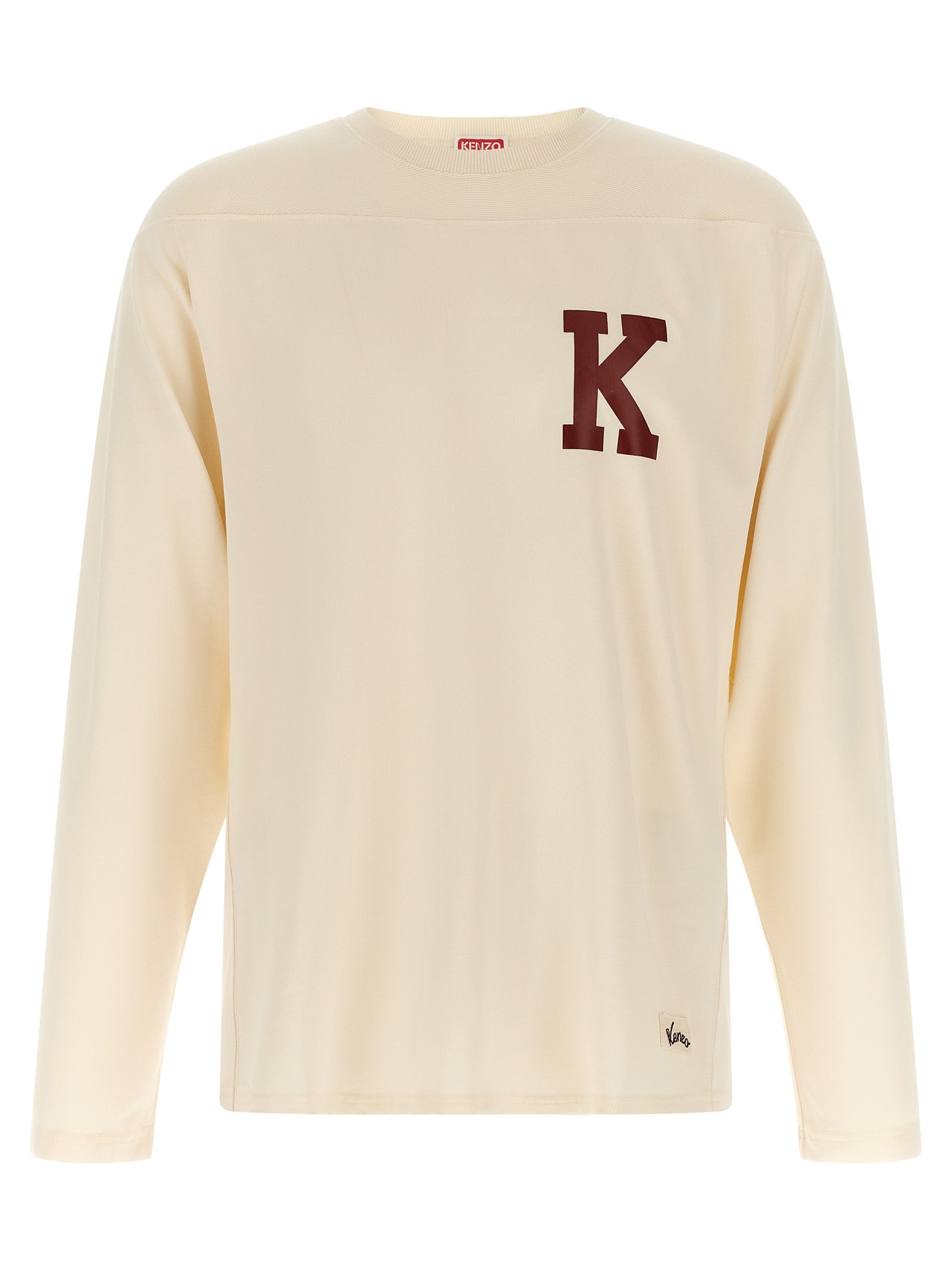T-Shirt by Kenzo for men in viscose cotton beige, red & signature showcases a fashionable silhouette, elegantly detailed with a fashionable and for a sophisticated, high-fashion look.